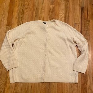 LAUREN 3X Cream Cable Knit Cashmere Wool Angora Blend Cardigan Sweater